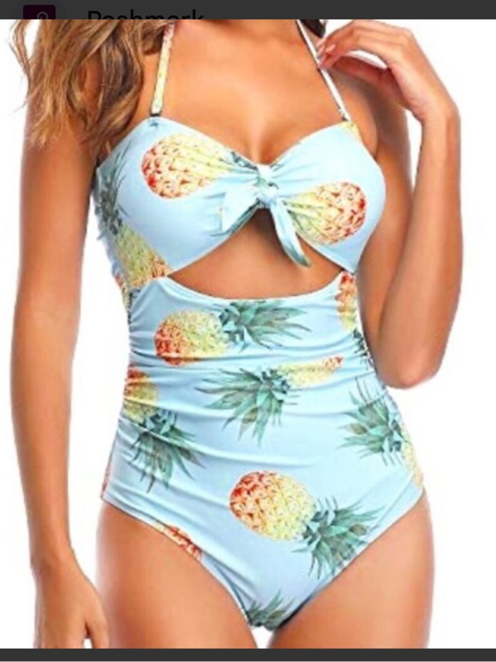 NWT Tempt Me Light Blue Pineapple Print One-Piece Swimsuit